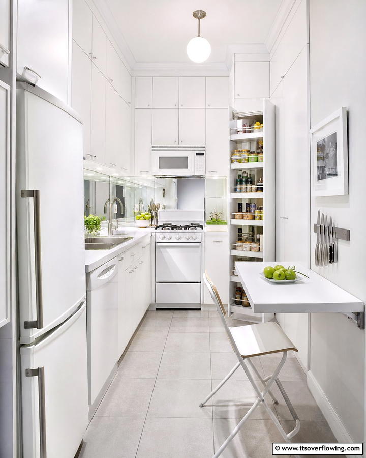 Compact and Efficient White Kitchen - 21 Kitchen Ideas with White Appliances for a Clean Look