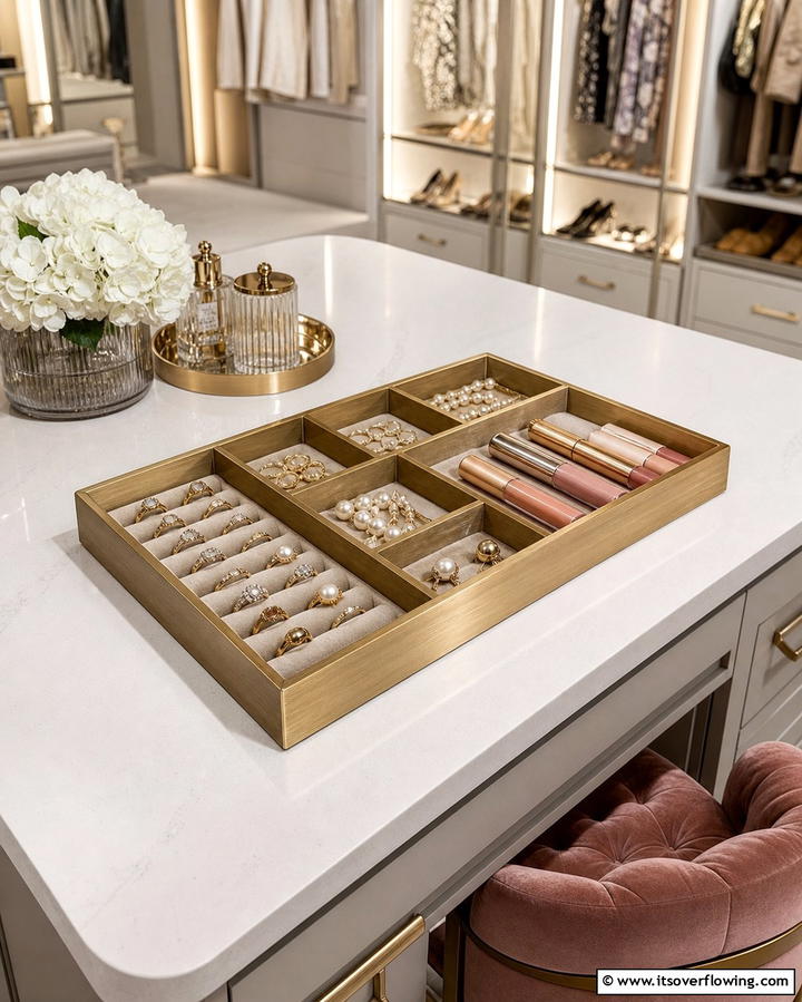 Compartmentalized Vanity Trays - 25 Vanity Organization Ideas for a Clutter-Free Space
