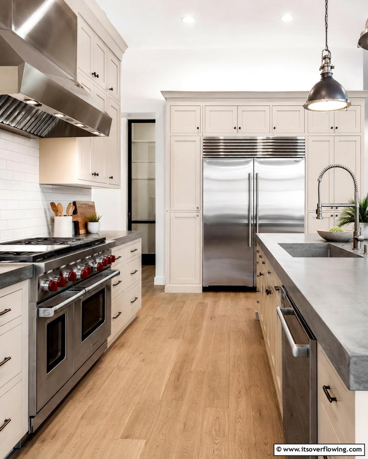 Complementing Stainless Steel Appliances - 25 Off-white Kitchen Cabinets for a Timeless Look