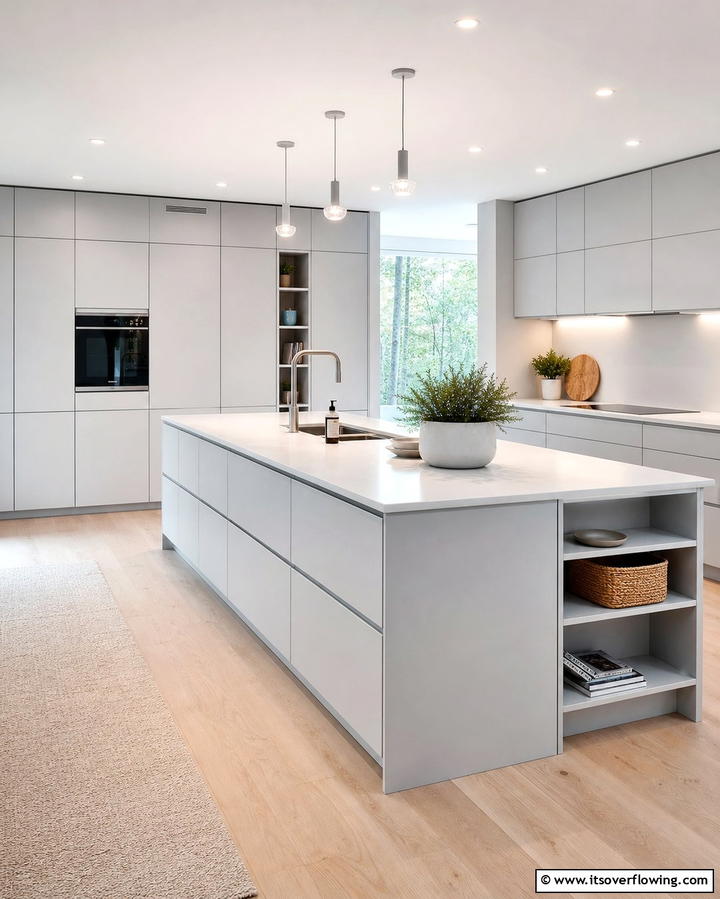 Concealed Clutter - 25 Modern Floor to Ceiling Kitchen Cabinets Ideas