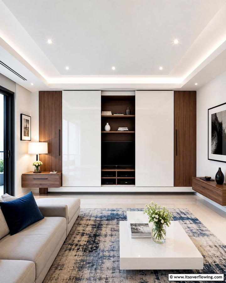 Concealed TV Cabinets - 30 Living Room Storage Ideas to Declutter Your Space