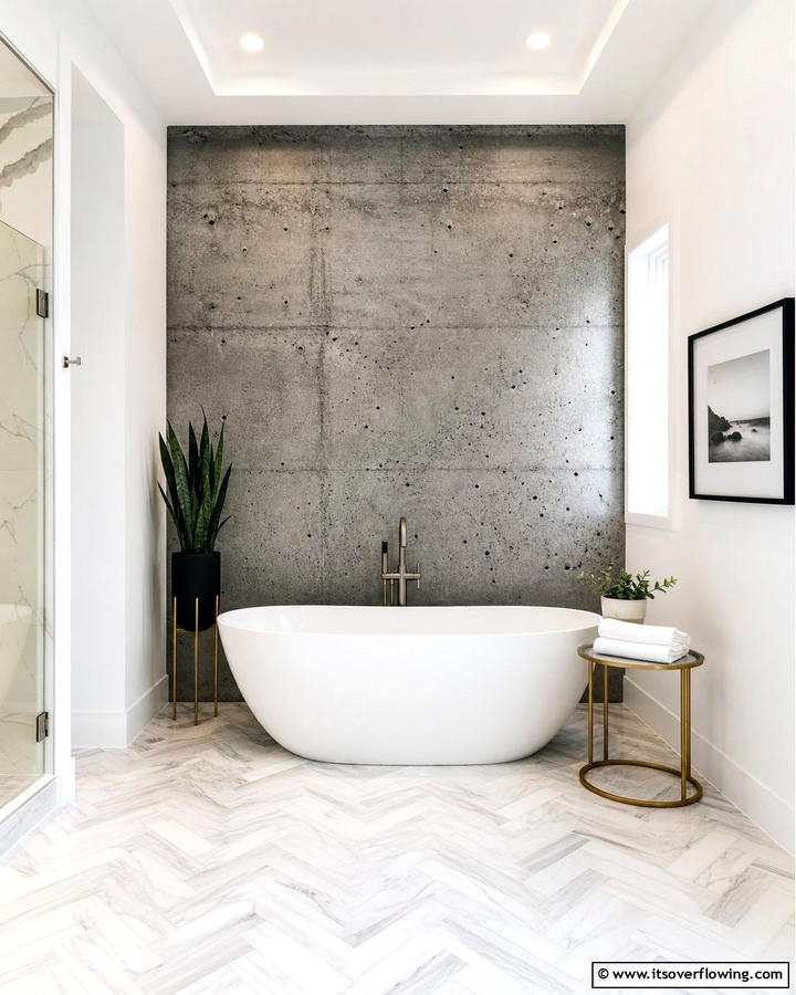 Concrete Accent Walls for Artistic Flair - 20 Concrete Bathroom Ideas for a Sleek and Modern Design
