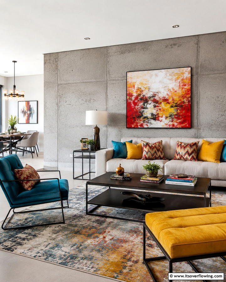 Concrete Accent Walls - 30 Industrial Living Room Ideas with Urban Charm