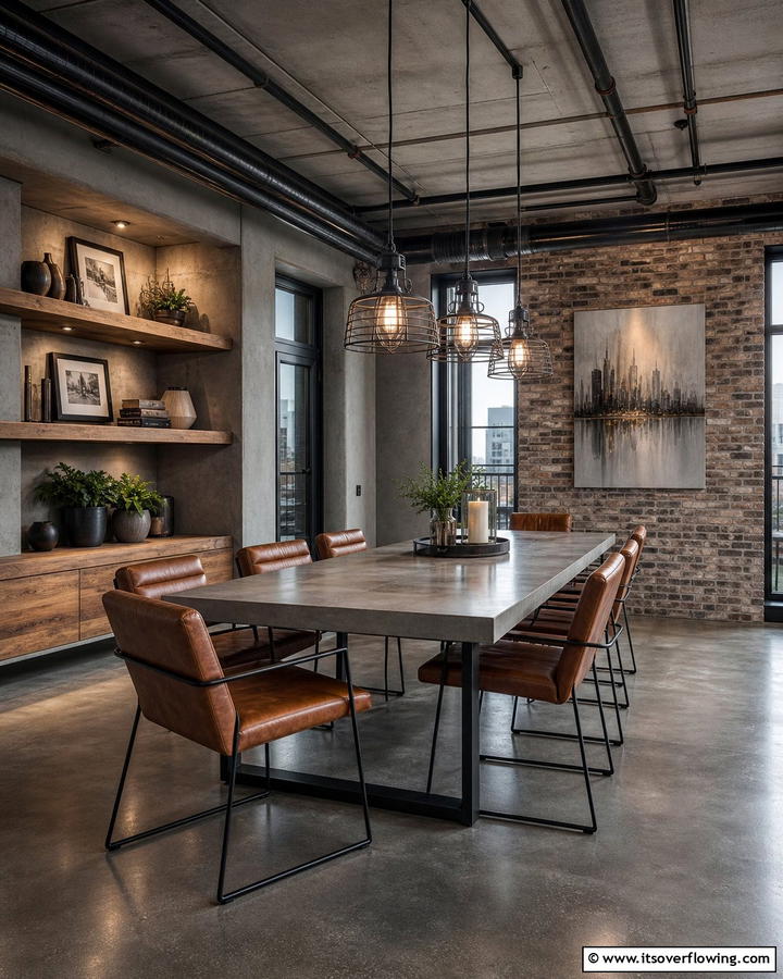 Concrete Accents - 20 Industrial Dining Room Ideas for a Modern Look