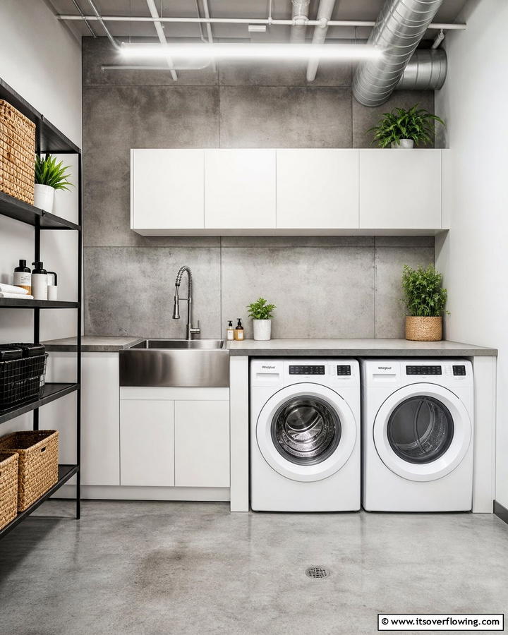 Concrete Backsplash - 20 Laundry Room Backsplash Ideas for a Stylish and Practical Space