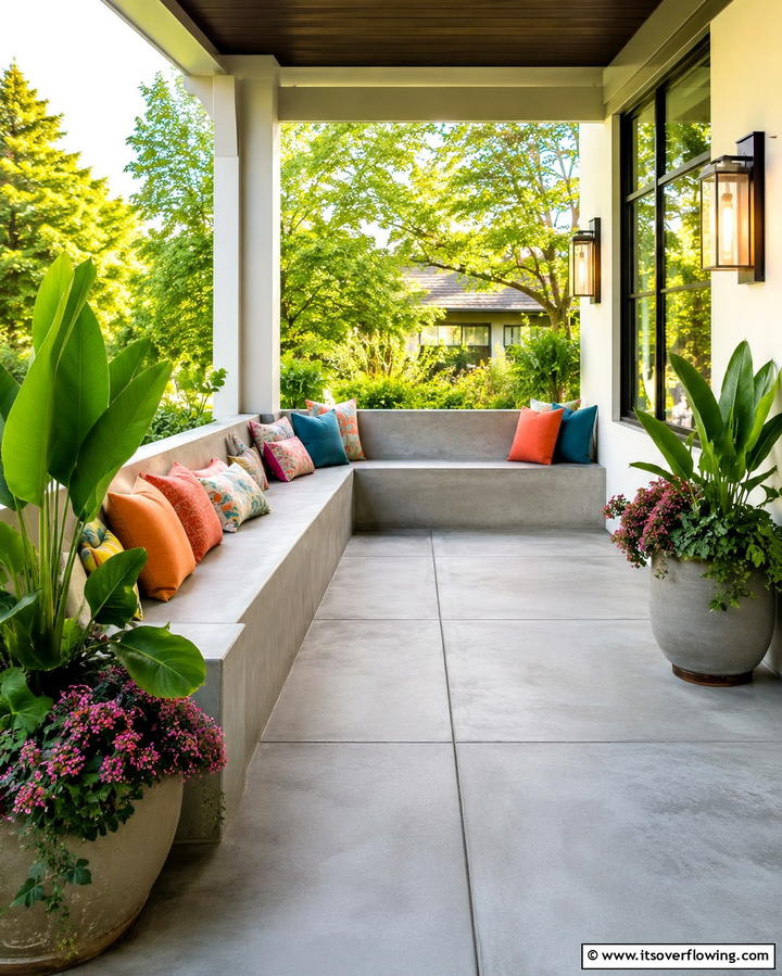 Concrete Benches and Seating - 25 Concrete Porch Ideas for a Stylish and Low-Maintenance Entry