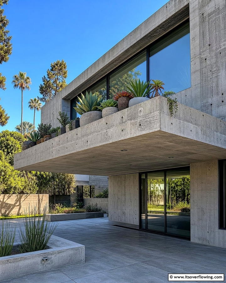 Concrete Cantilever Balcony for Robust Durability - 20 Cantilever Balcony Ideas for Modern Homes