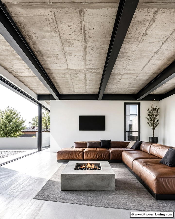 Concrete Ceiling with Exposed Beams - 25 Patio Ceiling Ideas for Stylish Outdoor Spaces
