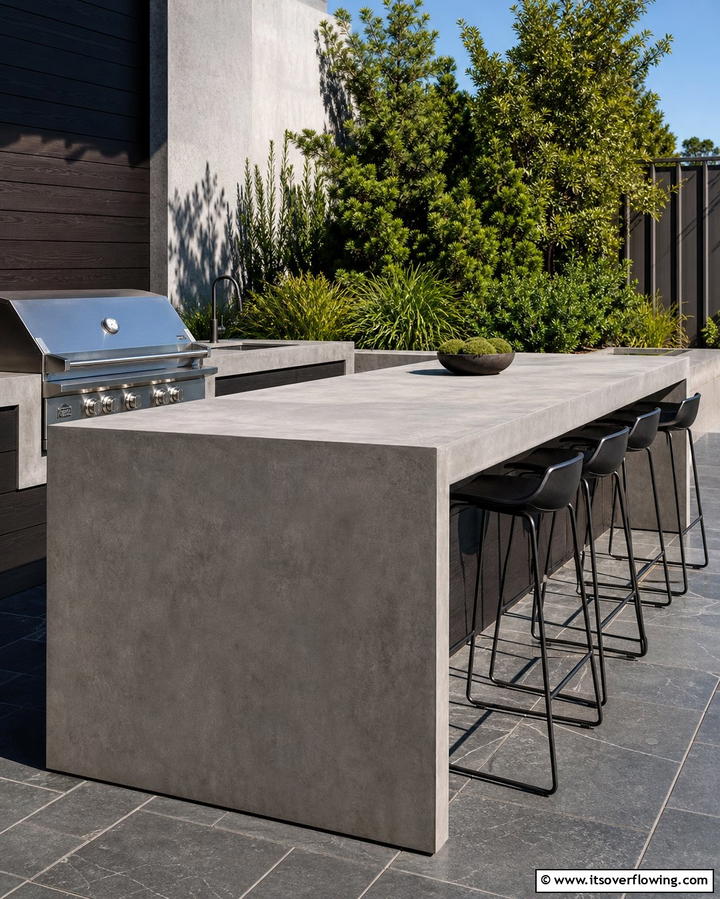 Concrete Countertops for Modern Appeal - 25 Outdoor Kitchen Countertop Ideas for Functionality