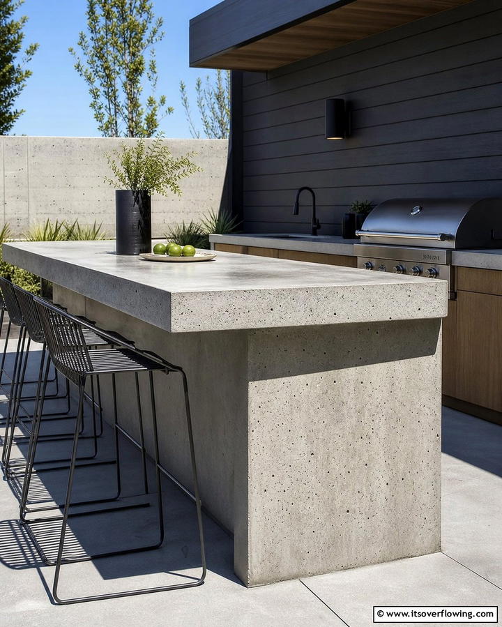 Concrete Countertops for a Modern Edge - 25 Outdoor Kitchen Countertop Ideas for Functionality