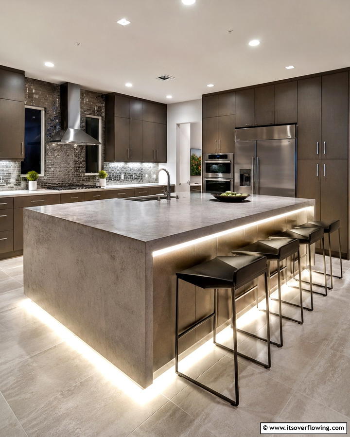 Concrete Countertops with Integrated LED Lighting - 25 Concrete Countertop Ideas for a Durable and Stylish Kitchen