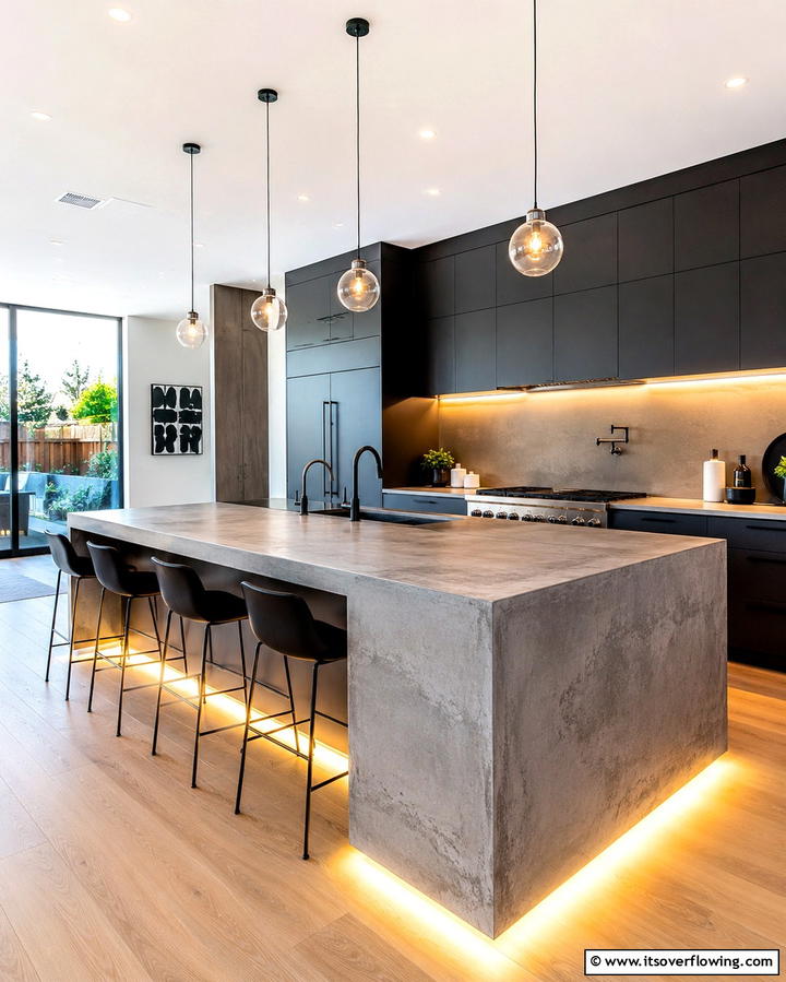 Concrete Countertops with LED Lighting - 25 Concrete Countertop Ideas for a Durable and Stylish Kitchen