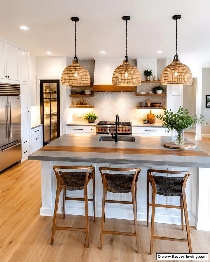 Concrete Countertops with Wood Inlays - 25 Concrete Countertop Ideas for a Durable and Stylish Kitchen