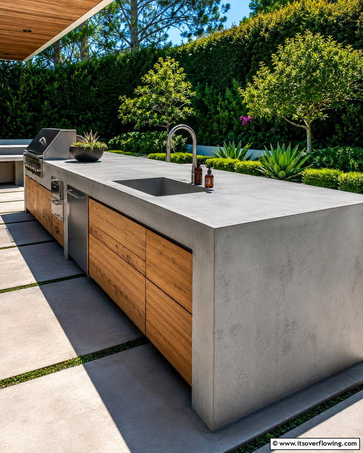 Concrete Countertops with a Modern Twist - 25 Outdoor Kitchen Island Ideas for Entertaining