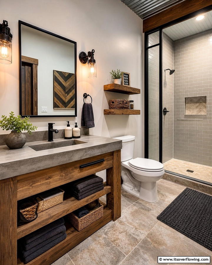 Concrete Countertops - 20 Barndominium Bathroom Ideas for Rustic Charm