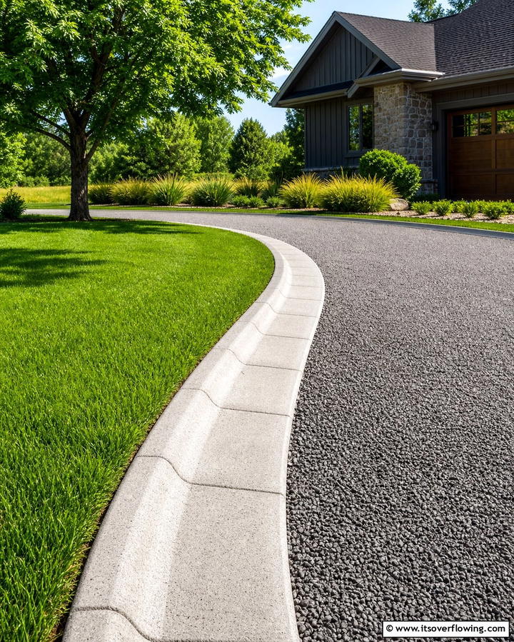 Concrete Curbing - 25 Gravel Driveway Edging Ideas for a Polished Look