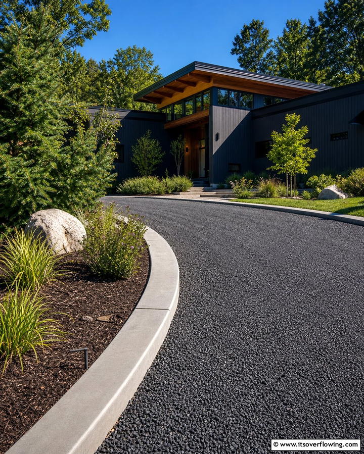 Concrete Curbs for a Sleek Finish - 25 Gravel Driveway Edging Ideas for a Polished Look