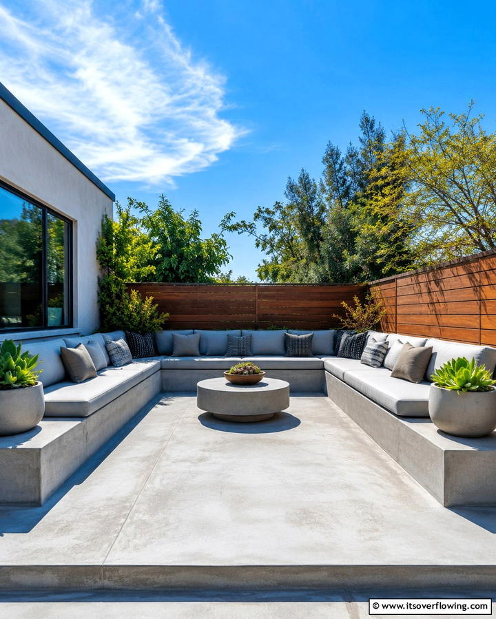 Concrete Deck with Built In Benches - 25 Concrete Deck Ideas for a Modern and Durable Outdoor Space