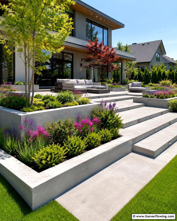 Concrete Deck with Built In Planters - 25 Concrete Deck Ideas for a Modern and Durable Outdoor Space