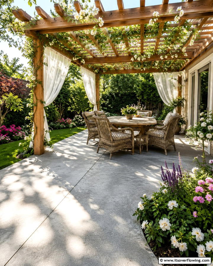 Concrete Deck with Pergola Addition - 25 Concrete Deck Ideas for a Modern and Durable Outdoor Space