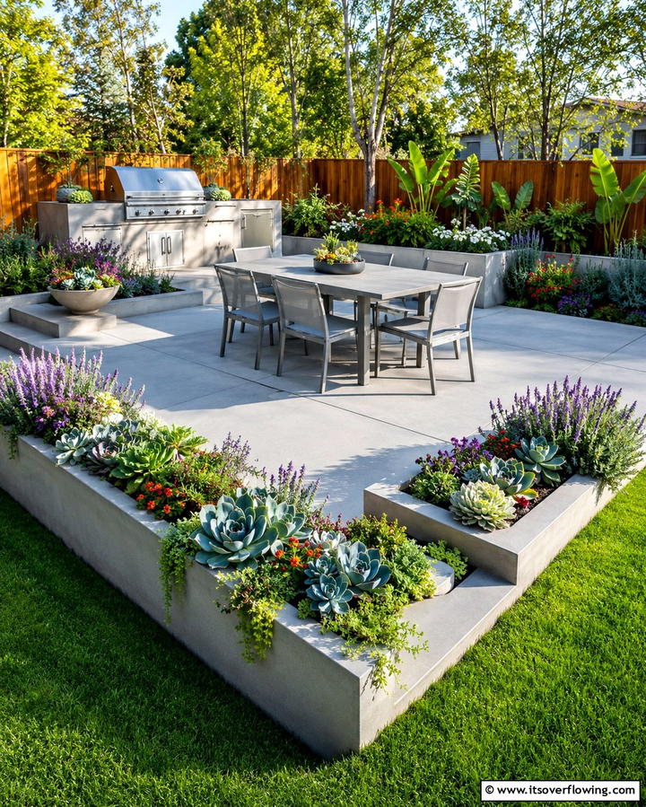 Concrete Decks with Built In Planters - 25 Concrete Deck Ideas for a Modern and Durable Outdoor Space