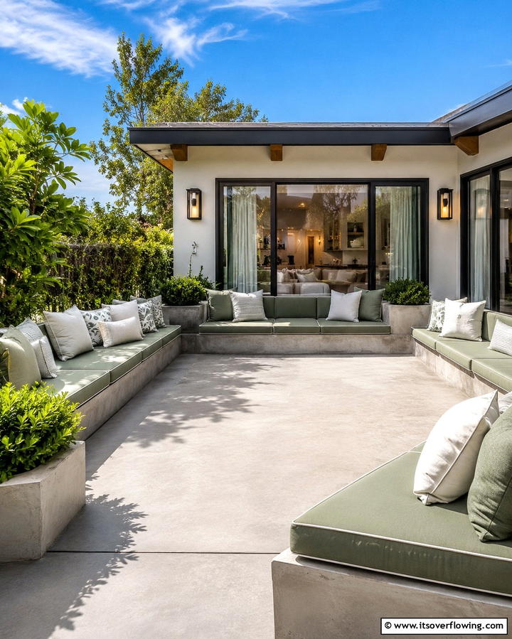 Concrete Decks with Built In Seating - 25 Concrete Deck Ideas for a Modern and Durable Outdoor Space