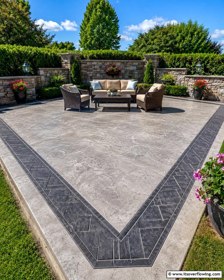 Concrete Decks with Decorative Borders - 25 Concrete Deck Ideas for a Modern and Durable Outdoor Space