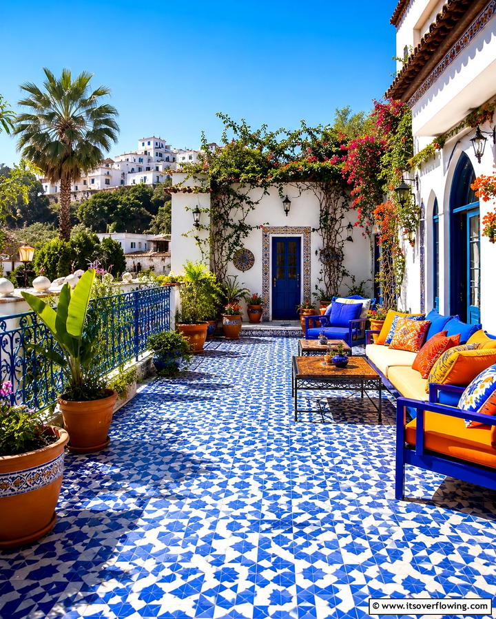 Concrete Decks with Patterned Tiles - 25 Concrete Deck Ideas for a Modern and Durable Outdoor Space