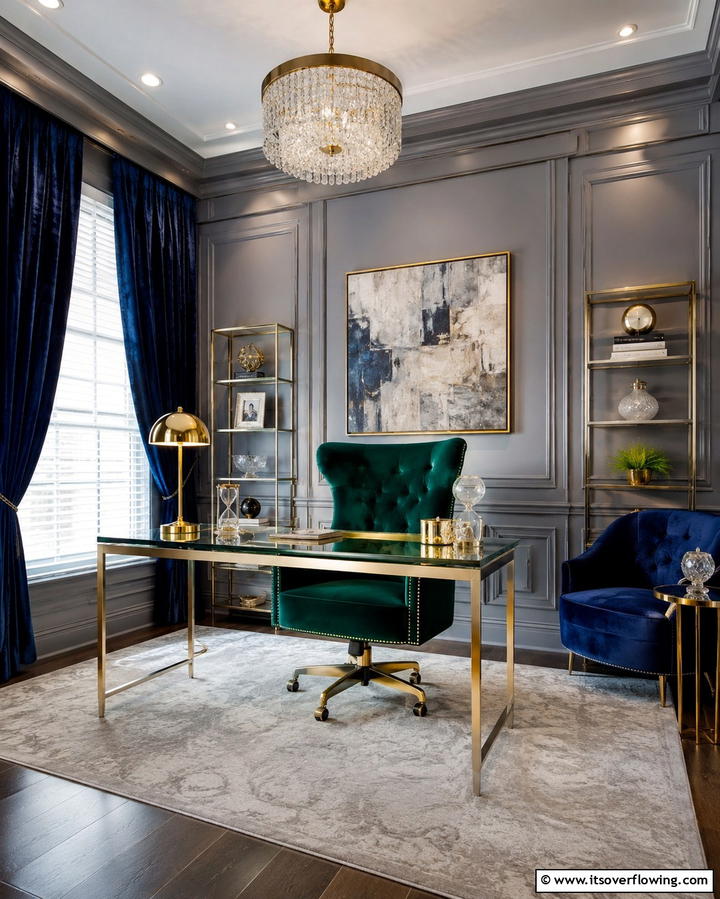 Concrete Elements - 30 Moody Dark Home Office Designs for a Productive Workspace