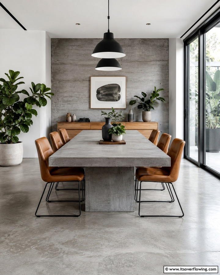 Concrete Features - 25 Masculine Dining Room Ideas for Modern Men