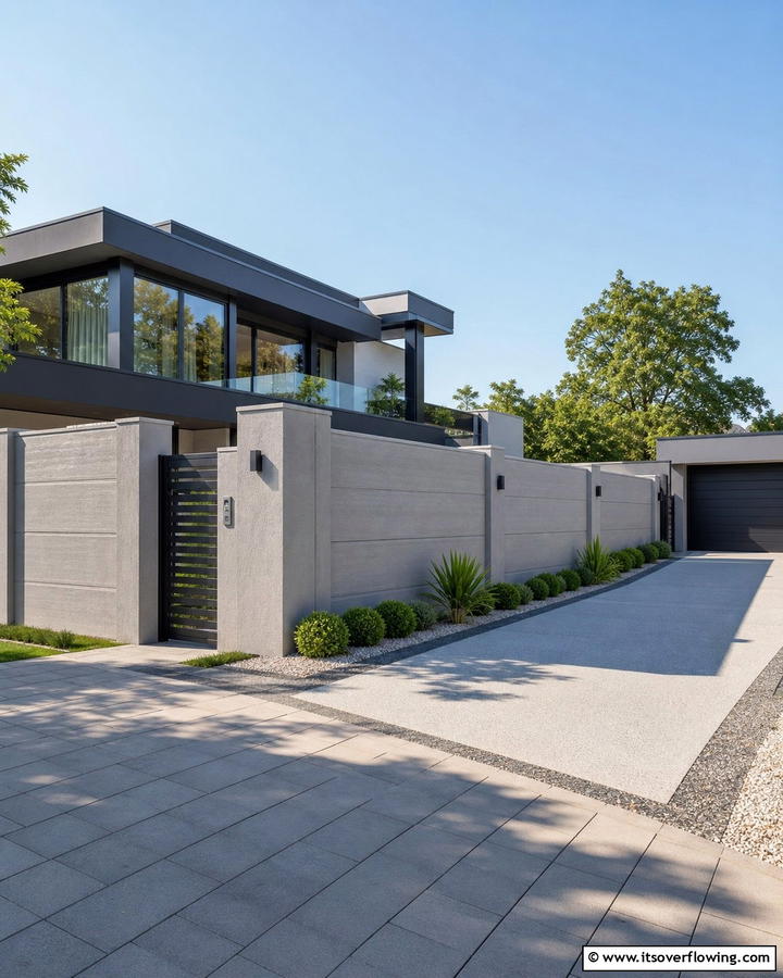 Concrete Fence - 21 Popular Types of Fences for Privacy and Curb Appeal