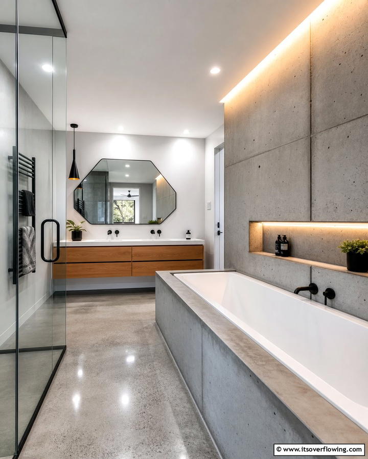 Concrete Finish Surround - 25 Bathtub Surround Ideas for a Luxurious Bathroom