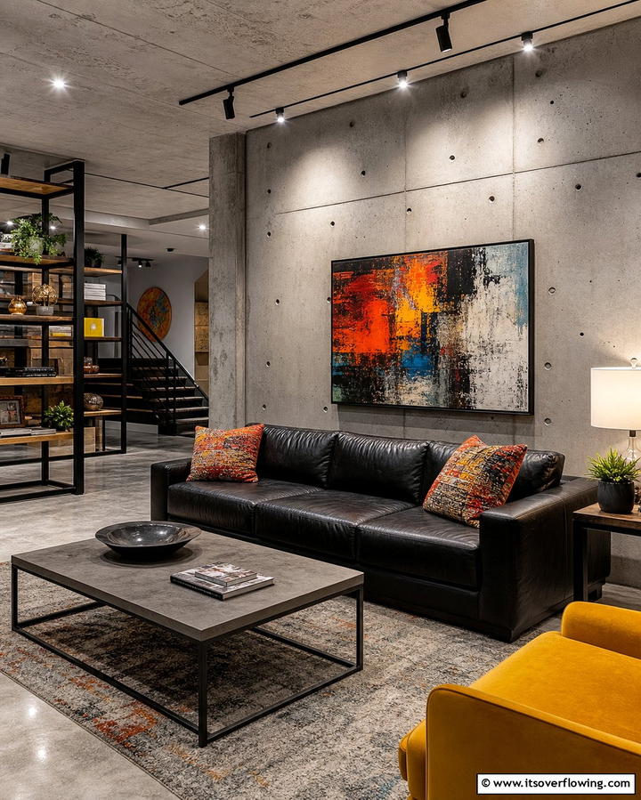 Concrete Finishes for Industrial Style - 25 Basement Accent Wall Ideas to Transform Your Space