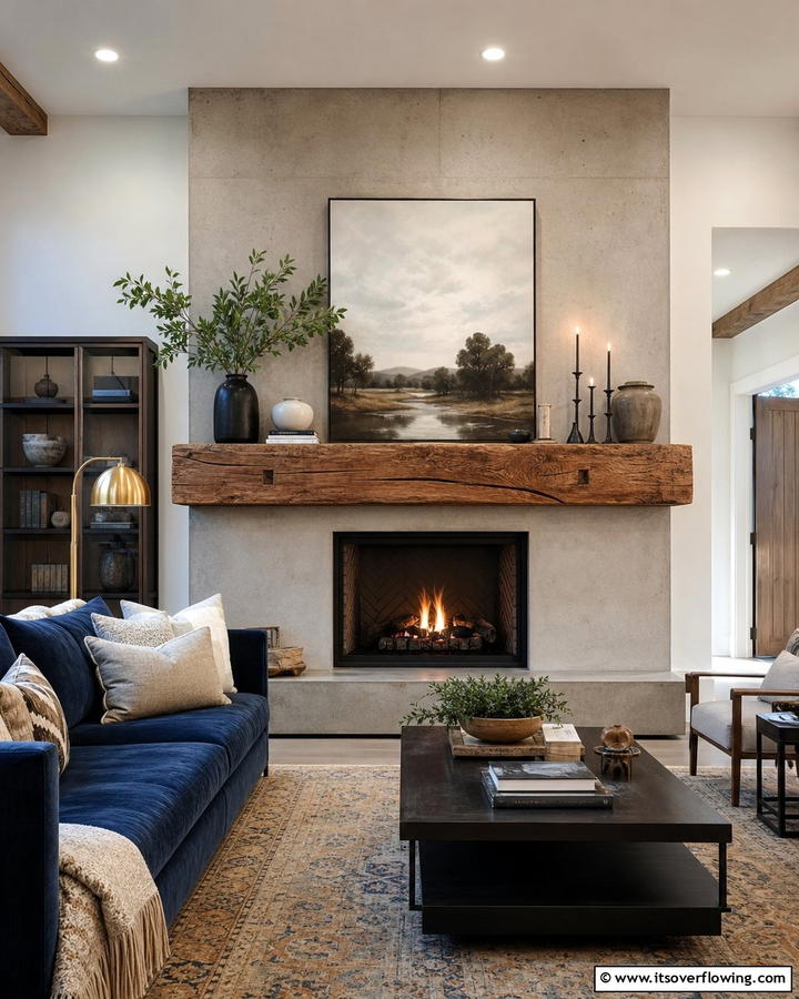 Concrete Fireplaces with Statement Mantels - 20 Modern Concrete Fireplace Ideas for Your Home