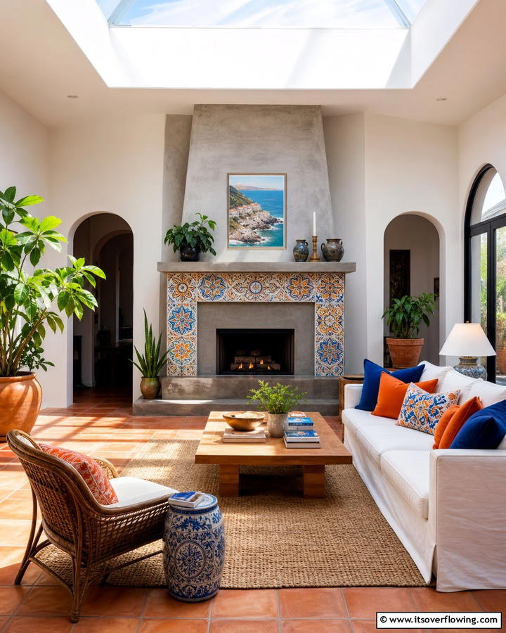 Concrete Fireplaces with Tile Accents - 20 Modern Concrete Fireplace Ideas for Your Home