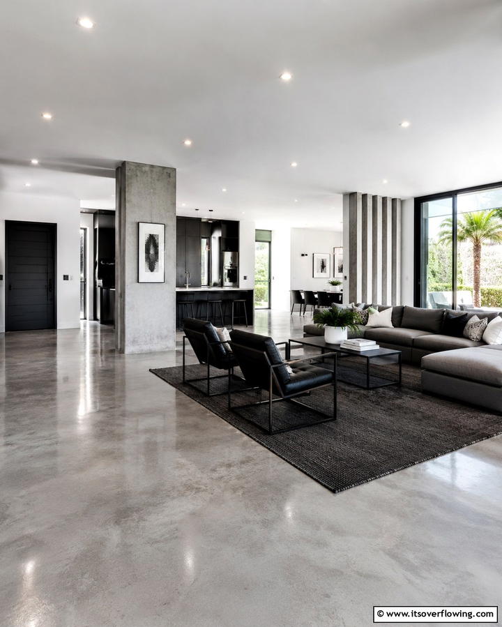 Concrete Flooring - 30 Industrial Living Room Ideas with Urban Charm