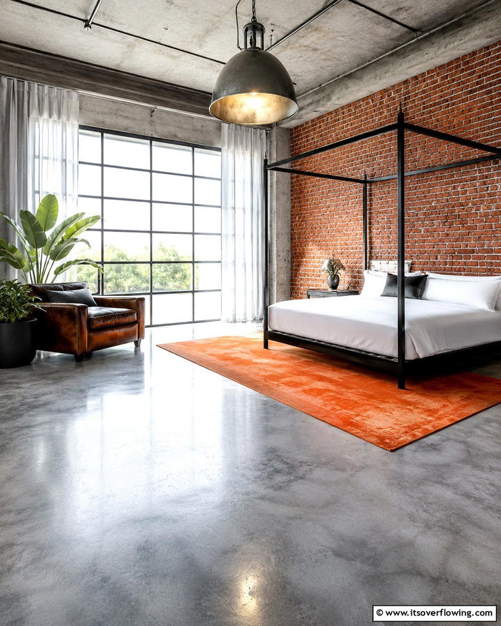 Concrete Flooring for Industrial Charm - 30 Bedroom Flooring Ideas to Elevate Comfort and Style