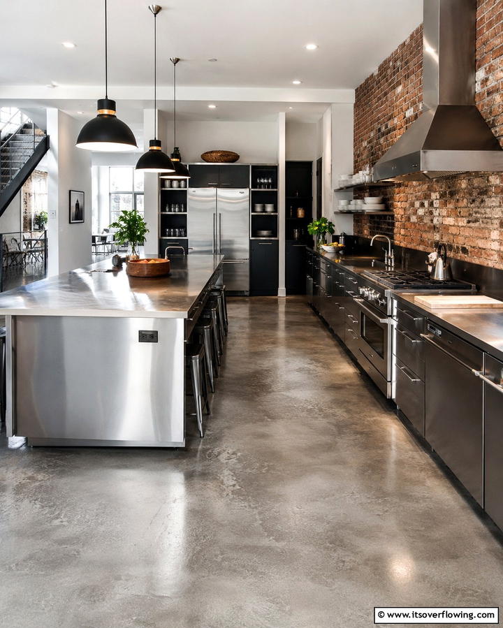 Concrete Flooring for a Rugged Look - 25 Industrial Kitchen Ideas for a Modern Look