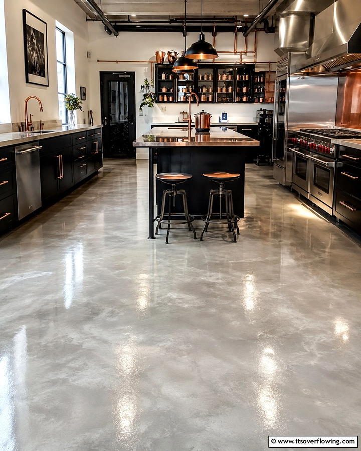 Concrete Flooring for a Sleek Foundation - 25 Industrial Kitchen Ideas for a Modern Look