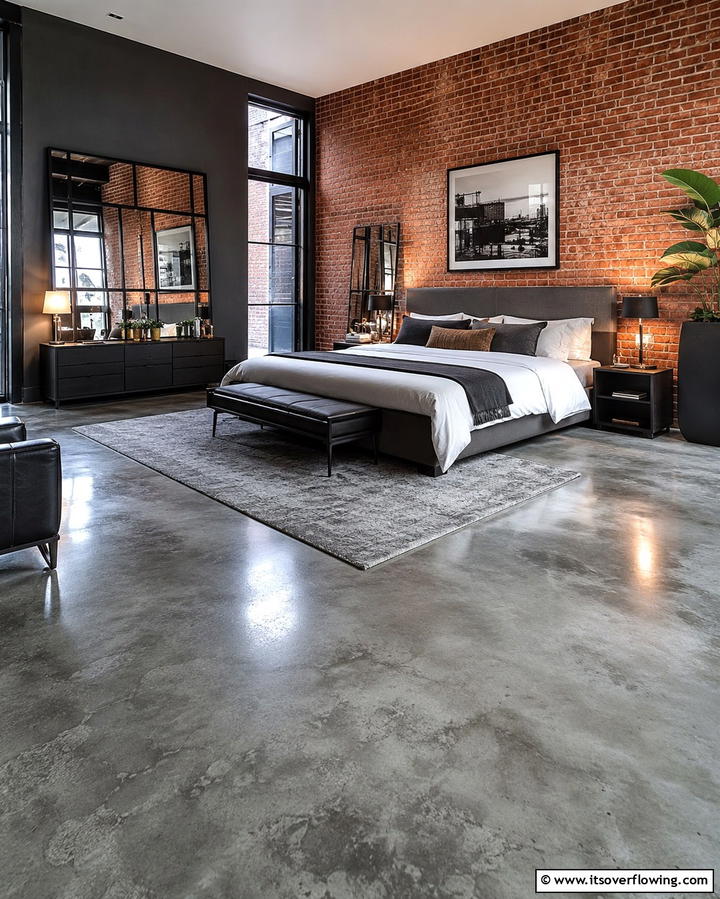 Concrete Floors for a Sleek Foundation - 25 Industrial Bedroom Ideas- Urban & Stylish Designs