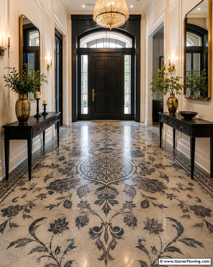 Concrete Floors with Artistic Etching - 25 Innovative Concrete Floor Design Ideas for Homes