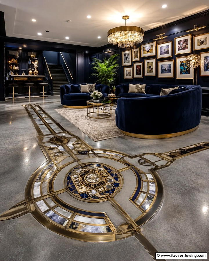 Concrete Floors with Decorative Inlays - 25 Concrete Basement Floor Ideas for a Modern Look