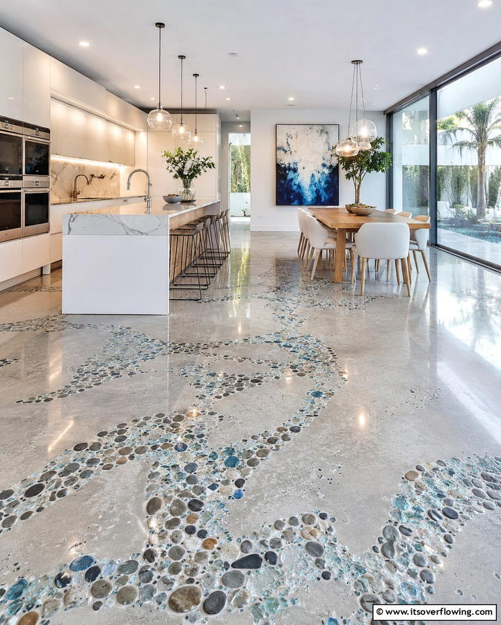 Concrete Floors with Embedded Materials - 25 Innovative Concrete Floor Design Ideas for Homes