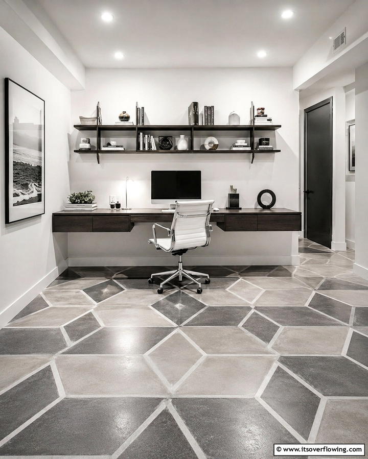 Concrete Floors with Geometric Patterns - 25 Concrete Basement Floor Ideas for a Modern Look
