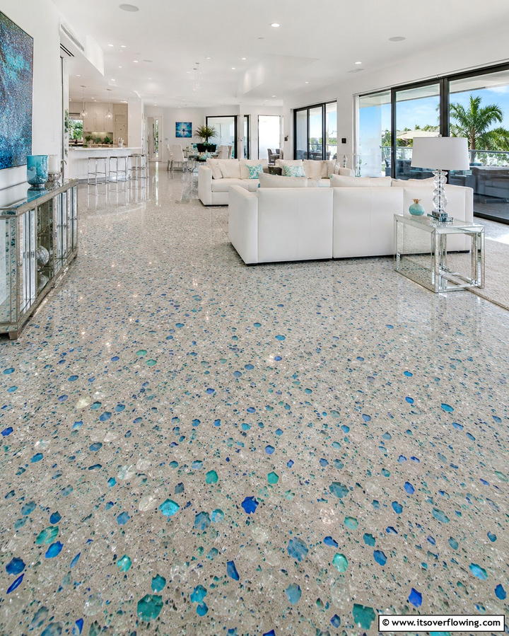 Concrete Floors with Glass Chips - 25 Innovative Concrete Floor Design Ideas for Homes