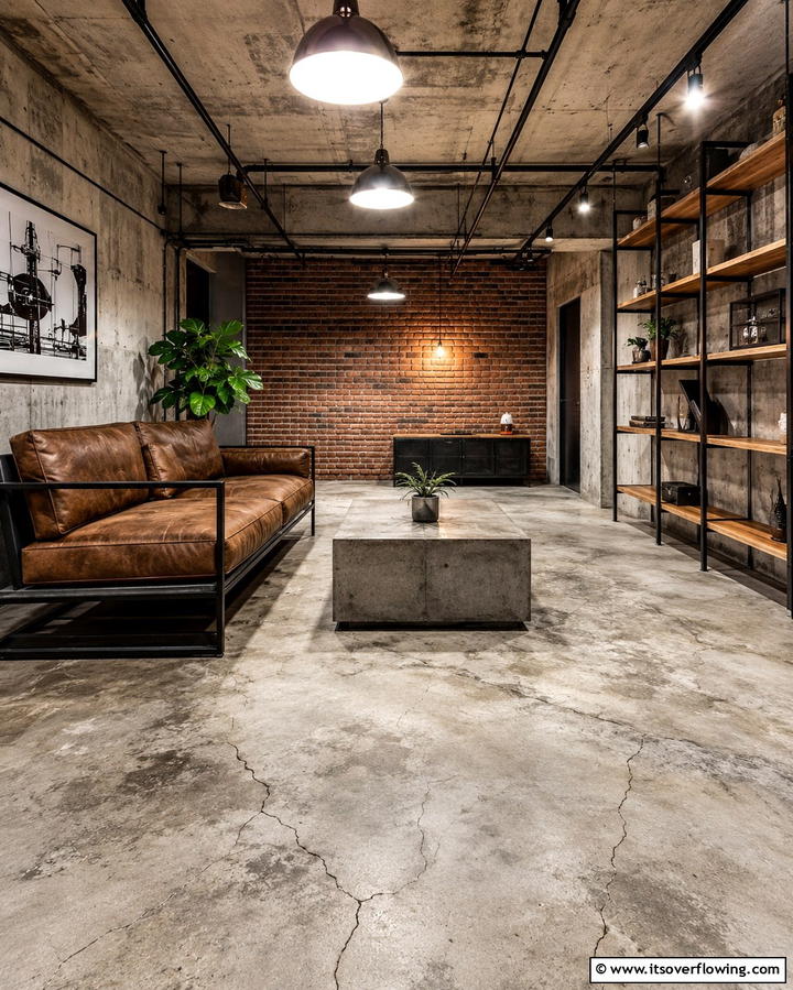 Concrete Floors with Industrial Style Finishes - 25 Concrete Floor Living Room Ideas for a Modern and Chic Look