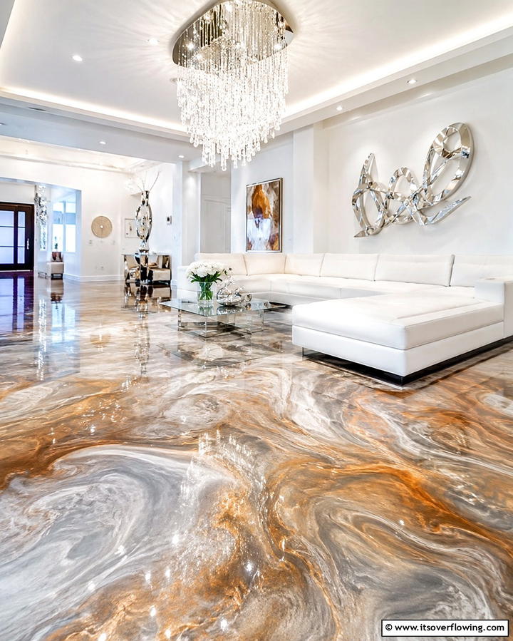 Concrete Floors with Metallic Epoxy Coating - 25 Concrete Floor Living Room Ideas for a Modern and Chic Look