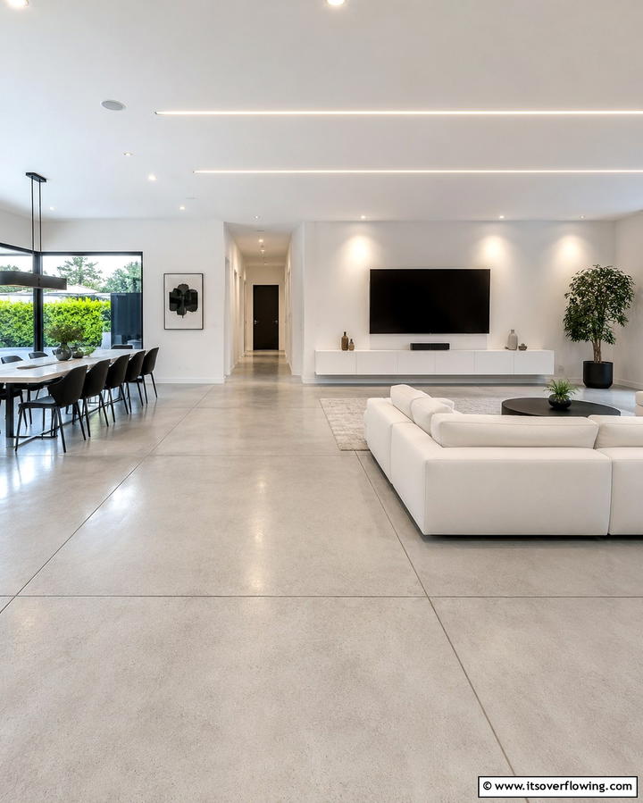 Concrete Floors with Minimalist Scoring - 25 Innovative Concrete Floor Design Ideas for Homes