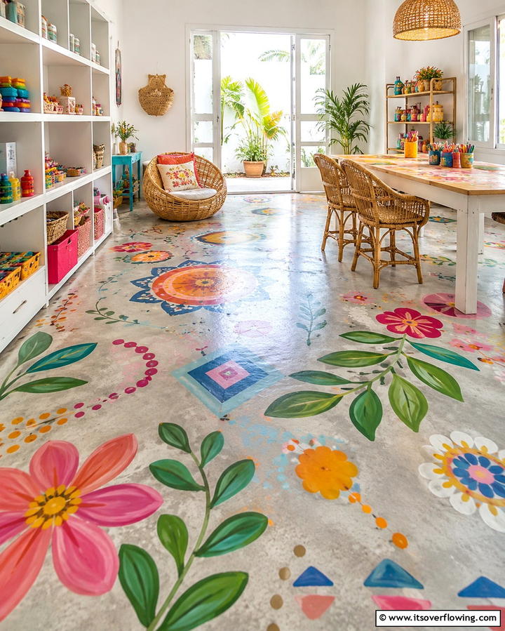 Concrete Floors with Painted Designs - 25 Innovative Concrete Floor Design Ideas for Homes