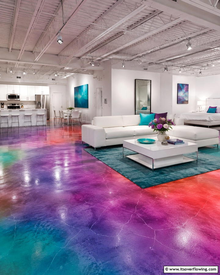 Concrete Floors with Polychromatic Effects - 25 Innovative Concrete Floor Design Ideas for Homes